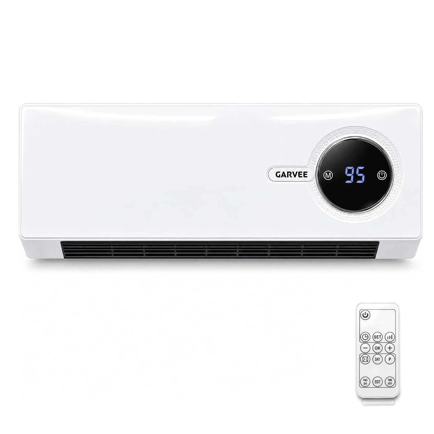 1500W Wall Mounted Electric Space Heater with 2 Heat Settings Touch Panel Remote Control 24 Hour Auto Off Timer Overheat Protection and IP24 Splash Resistance for Indoor Bedroom Office and Living Room