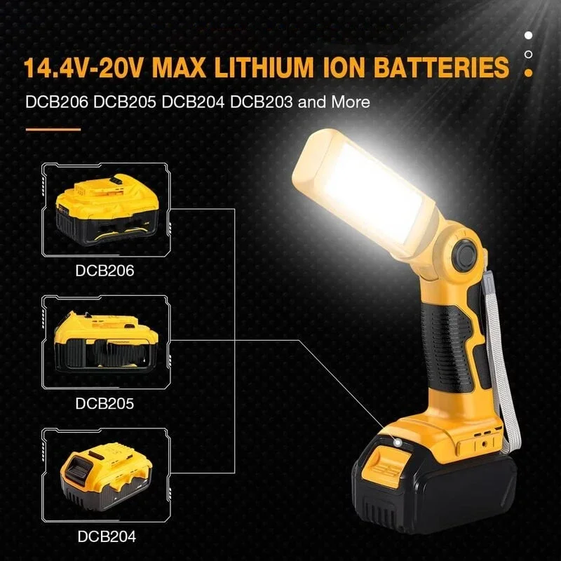 Portable LED Warning Light LED Work Light Outdoor Lighting For Makita Bosch Milwaukee Dewalt Ryobi 18V 20V Battery Flashlight