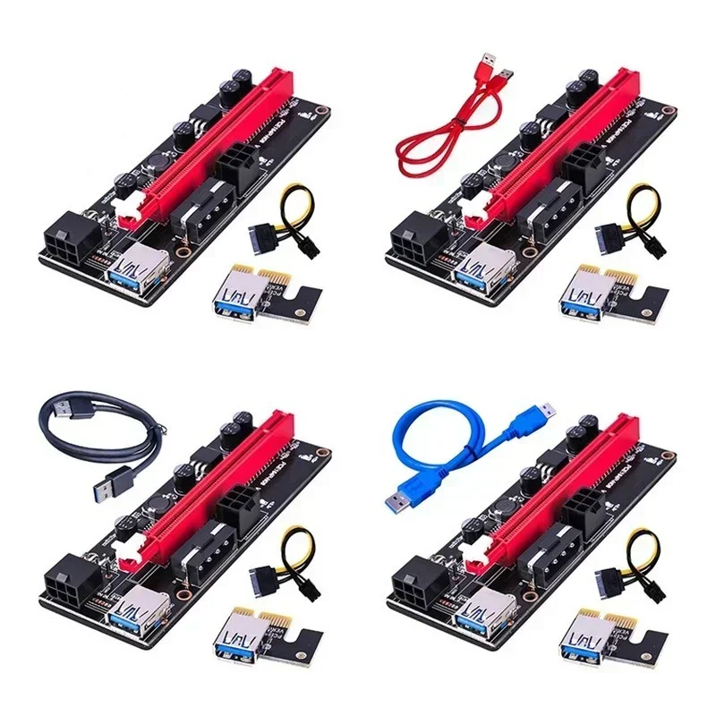 VER009S PCI-E Riser Card Dual 6Pin Adapter Card PCIe 1X to 16X Extender Card USB3.0 Кабель для передачи данных для майнинга BTC 009S Express