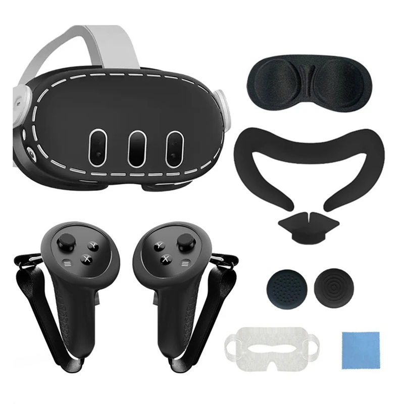 Controller Cover Case For Meta Quest 3 VR Headset Grip Protector Nose Eye Pad Face Mask Lens Protection Set