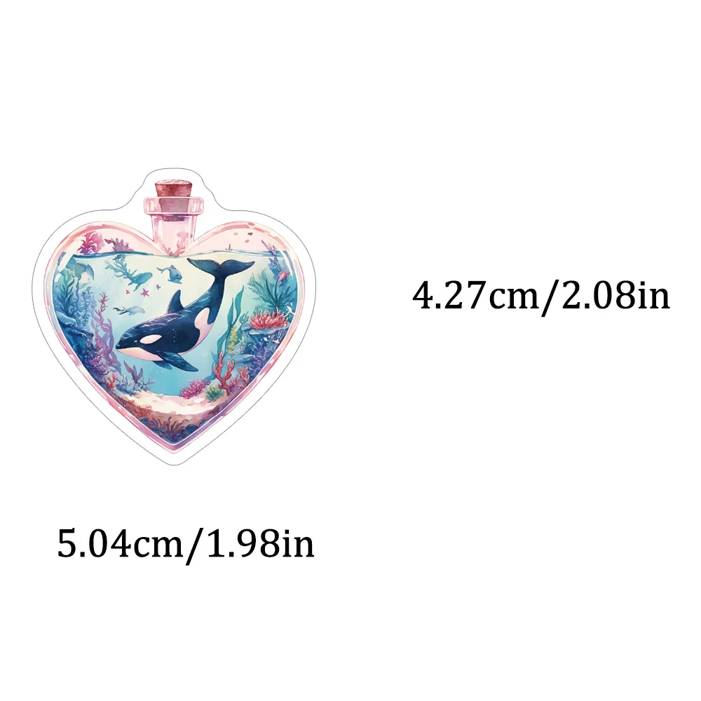 50 pezzi di cartone animato bottiglia di bellezza mondo sottomarino arte graffiti adesivi alghe corallo meduse stelle marine squalo decorazione tartaruga marina