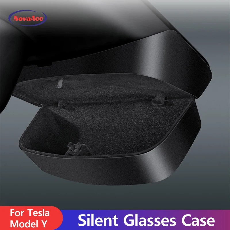 

For Tesla Model Y 2021 2022 2023 Sunglasses Holder Rear View Mirror Glasses Case Auto Eyeglasses Organizer Box Car Accessories