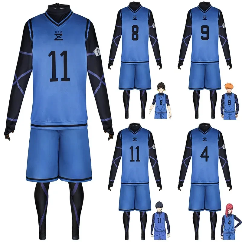 Anime Blue Lock Jersey Football Club Sportswear T-Shirt Men Isagi Yoichi Cosplay Chigiri Costume Costume Costume Costume Rensuke