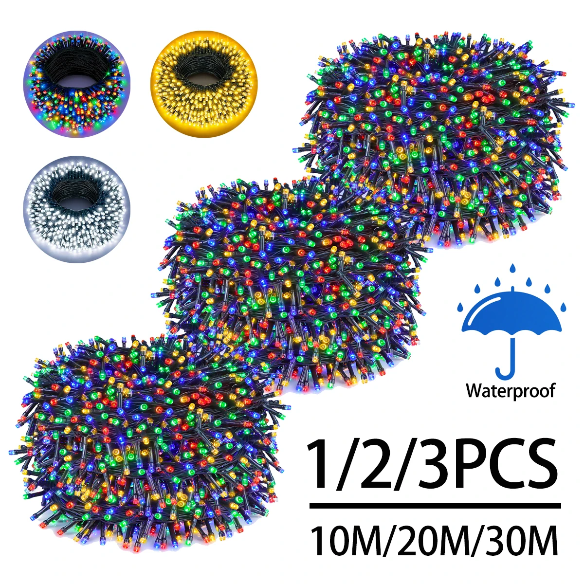 220V LEDs Twinkling Fairy Lights String 1/2/3Packs Holiday Christmas Tree Lawn Night Party Decorative Light Only EU Power Plug