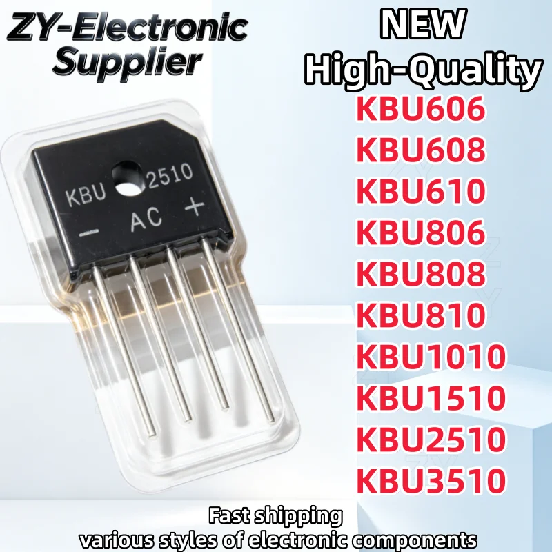 10Pcs New KBU606 KBU608 KBU610 KBU806  KBU808 KBU810 KBU1010 KBU1510 KBU2510 KBU3510 KBU Best Quality In Stock