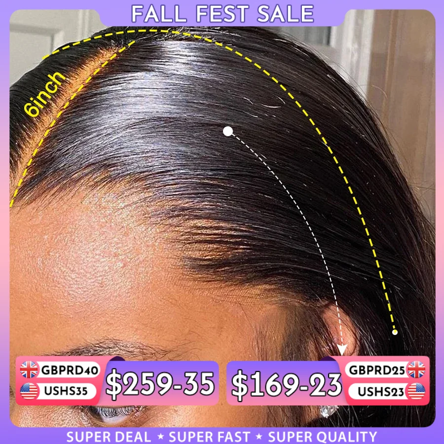 13x6 HD Full Lace Frontal Wigs 250% Invisible HD Lace Front Human Hair Wigs  Straight Melt Skins Pre Plucked Brazilian Hair Wig