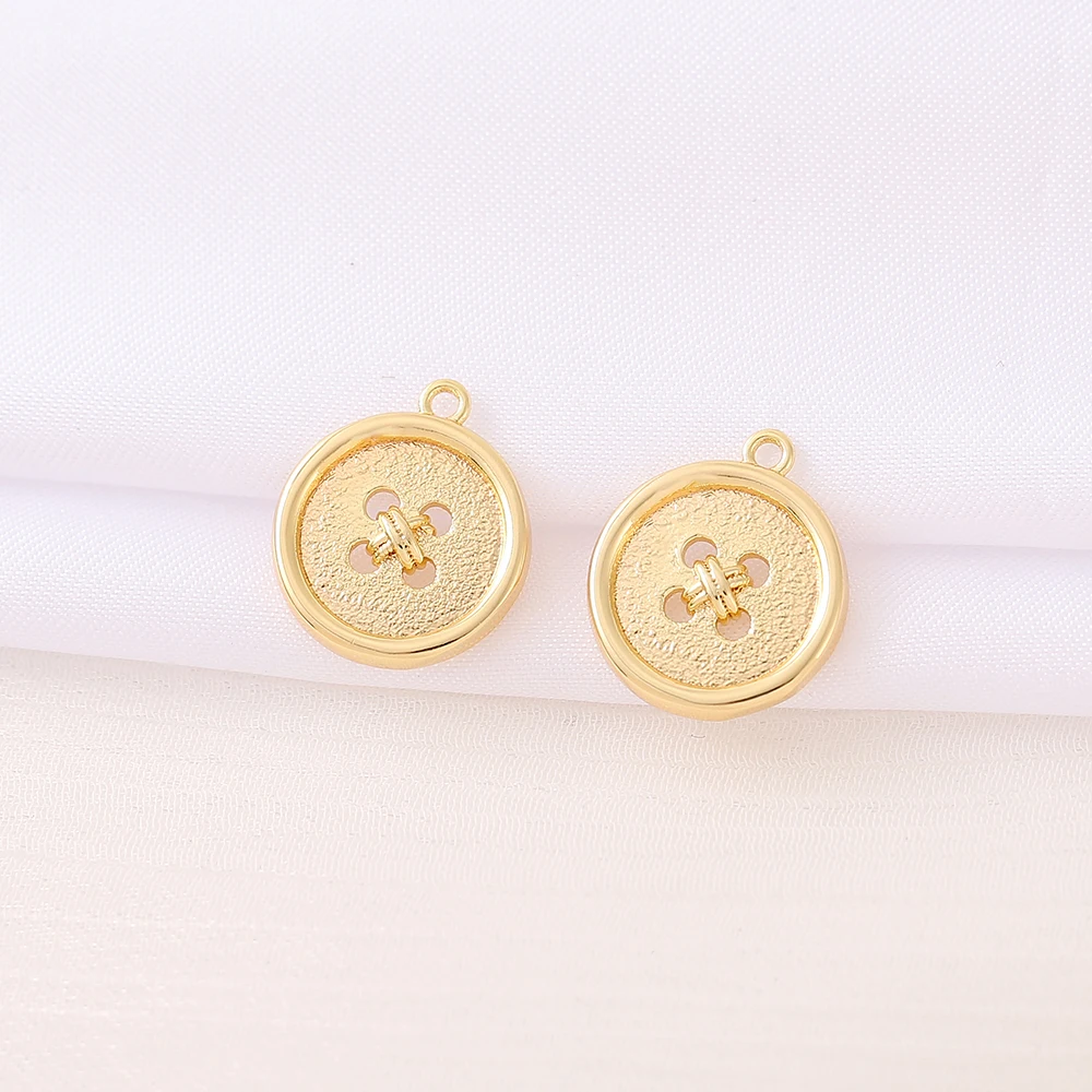 Factory Wholesale Gold Color Brass Button Charms Pendants  Necklace and Bracelet Earring Diy Jewelry Making Supplies Accessories