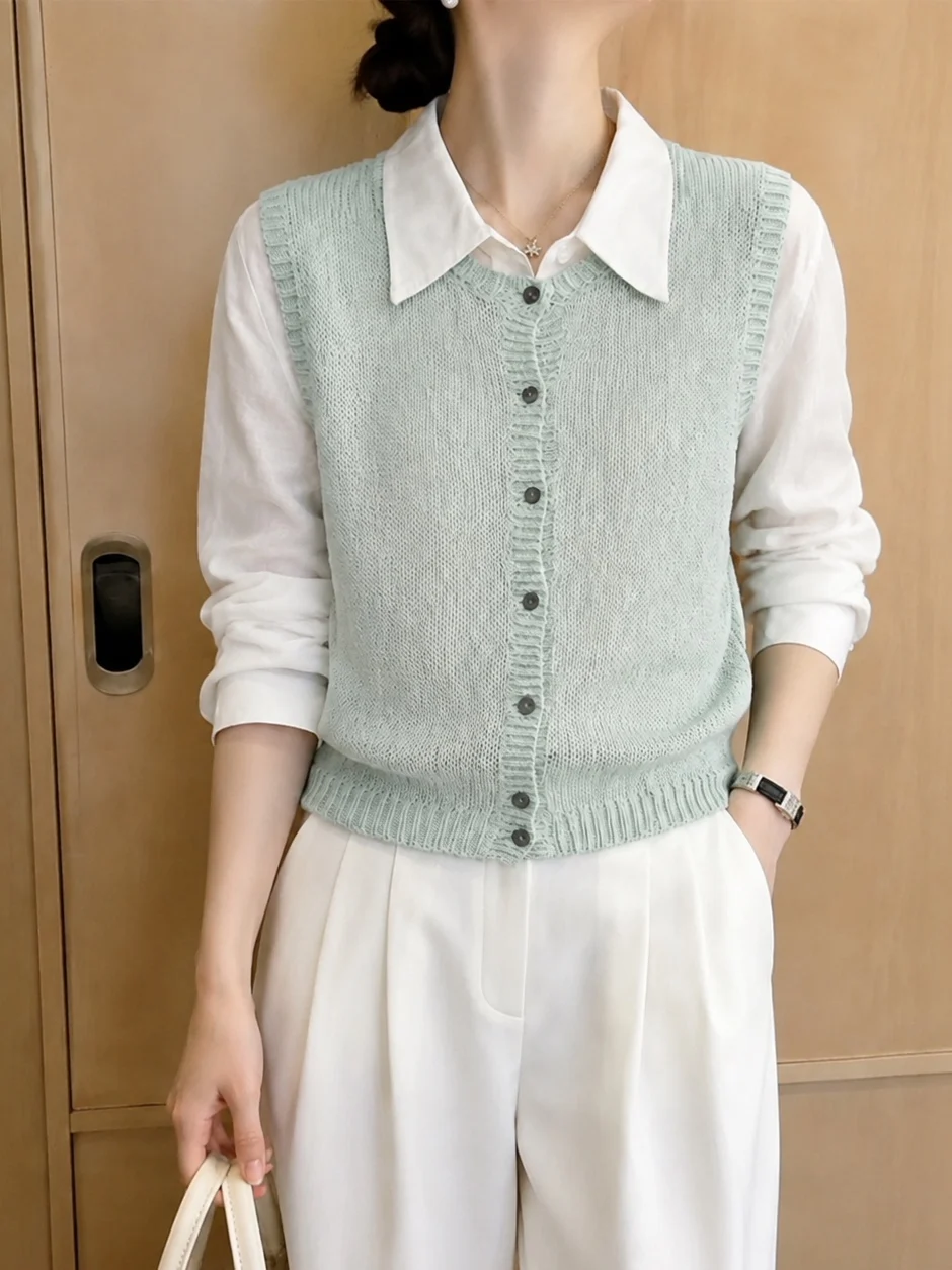 Comfortable Soft Single-Button Knitted Vest Fashionable Versatile Autumn New Arrival Elegant Small- Commute Style Women'...