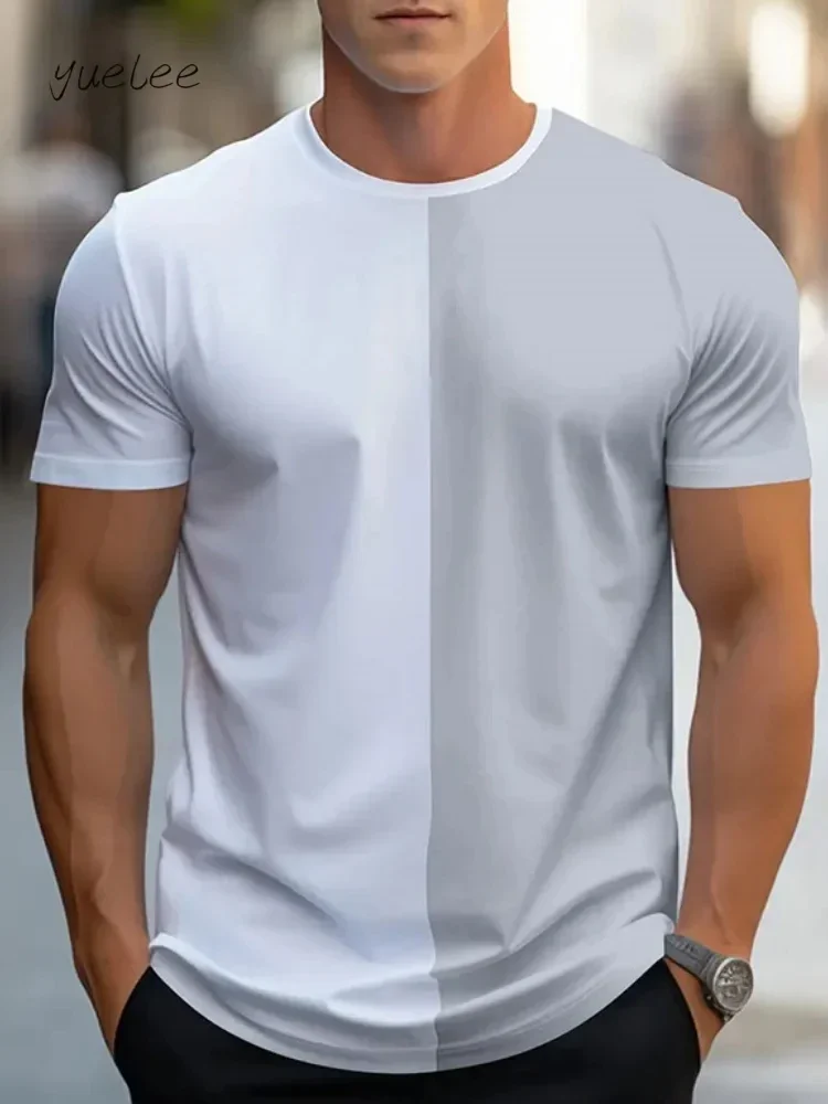 T-shirt a maniche corte da uomo, stampa digitale alla moda, estiva, in poliestere, comoda da indossare, ideale per l'outdoor, top da uomo