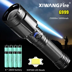 Ultra Bright Flashlight XHP360 LED Zoomable Spotlight Long Range Emergency Torch USB C Rechargeable Detachable 18650 Battery