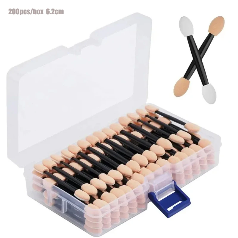 Mini juego de doble cabeza desechable de 6,2 cm, 100 Uds./200 Uds., palo de sombra de ojos, cepillo para mezclar uñas, herramienta de maquillaje