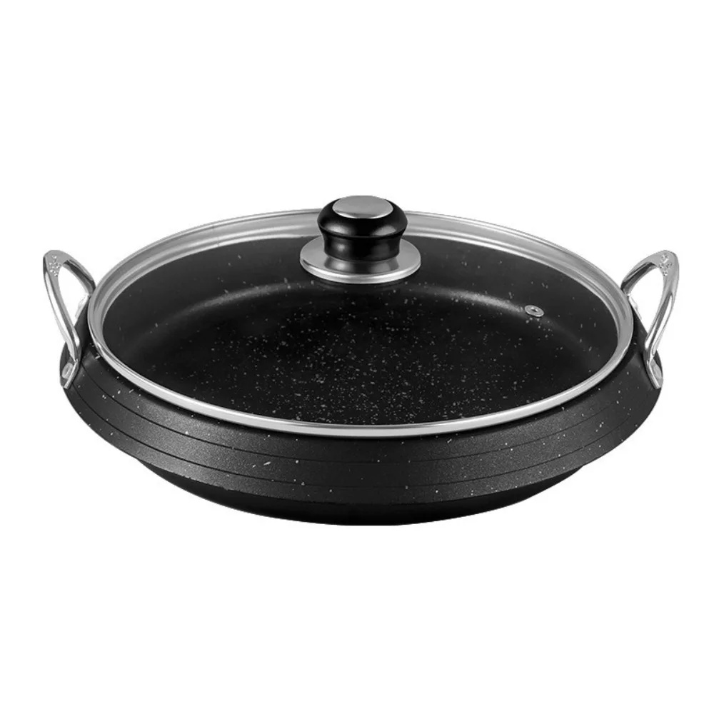 

KOSUN сковорода в корейском стиле, круглая кастрюля с двойным ухом, кастрюля для тушения морепродуктов, прочная кастрюля с антипригарным покрытием для жарки риса, торта для домашнего приготовления пищи