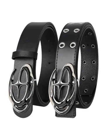 Men's Belt Punk Alien Buckle Belt Vintage Gothic Y2K Belt Men or Women Street Punk PU Leather Designer Waistband Pair with Jeans
