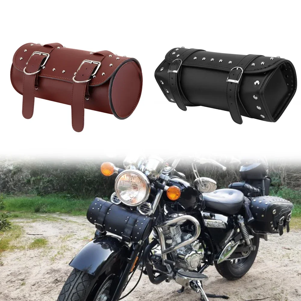 

Universal Hanging Saddlebag PU Leather Front Fork Tail Tool Storage Bag Luggage For Harley Honda Indian Suzuki Yamaha BMW