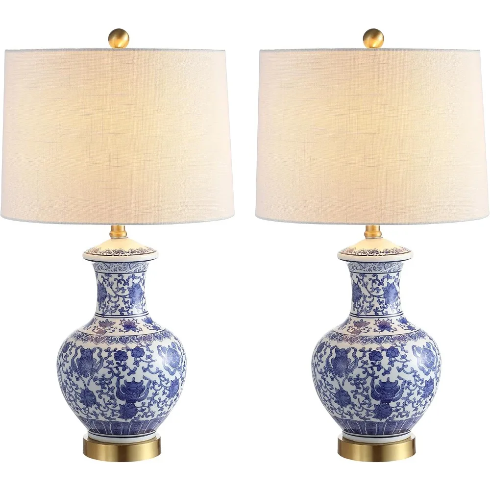 

LED Table Lamp Set of 2 Cottage Style Ceramic Metal Bedside Desk Lamp for Bedroom Living Room Office Nightstand Bookcase