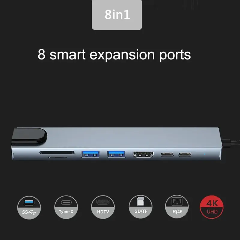 USB 3.0 Type C HUB USB C Docking Station to HDMI 4K 30HZ Type C to RJ45 100Mbps Ethernet Adapter VGA Extender Headphone PD 100W - Image 6