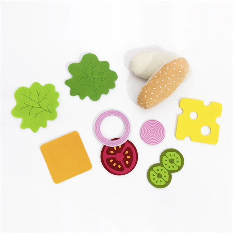 10Pcs Kids Simulation Make Hot Dogs Creative Game Pretends Play Kitchen Toy Food Cook Montessori Educational Felt Toys Gifts