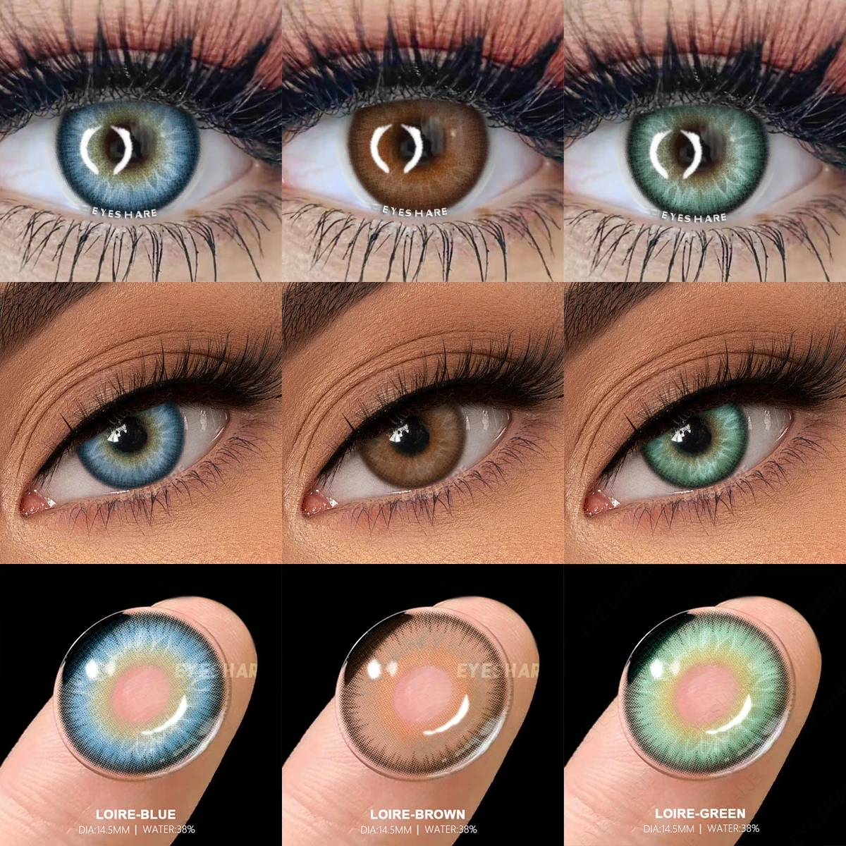 EYESHARE 1 Paar graue Kontaktlinsen für Augen, blaue farbige Linsen, grüne farbige Linsen, kosmetische Augenlinse, jährliche Verwendung