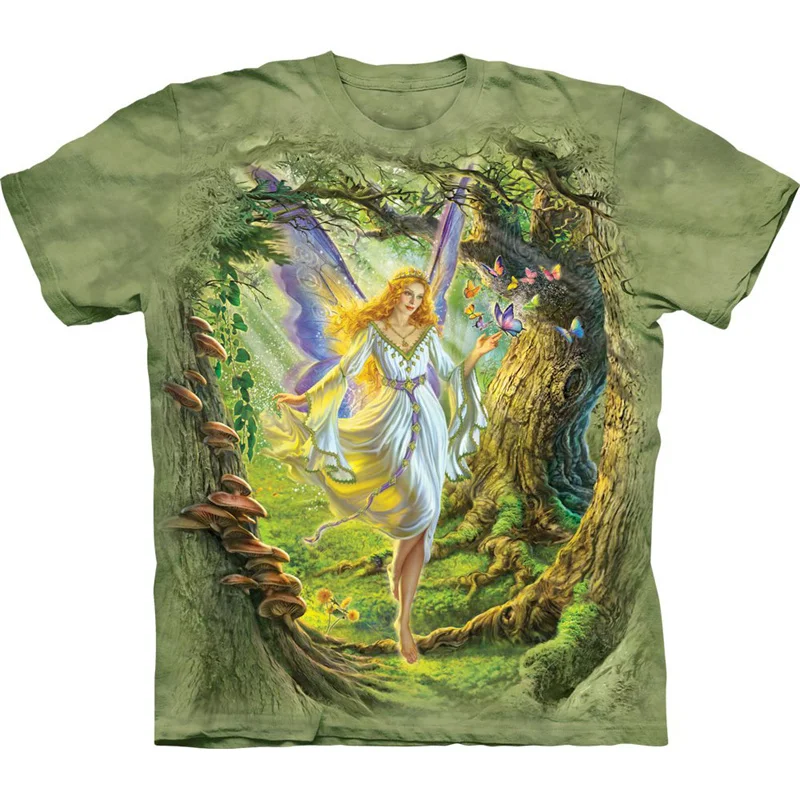 3D Printed Fairy T Shirt For Men Colorful Exquisite Pattern T-Shirts Casual Fashion Round Neck Oversized Tops Short Sleeve Tees