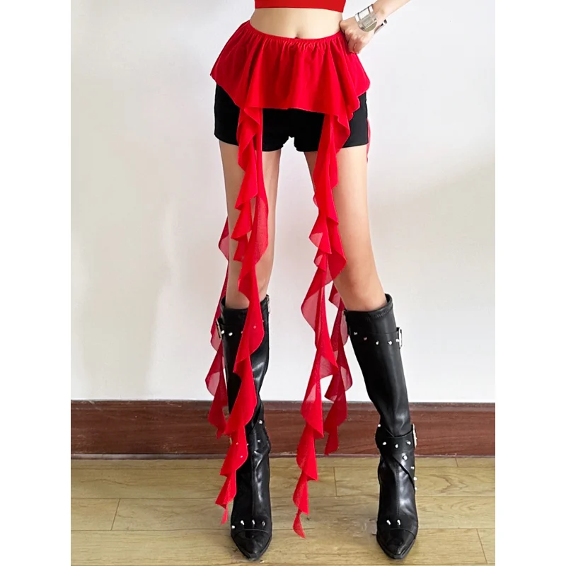 

Горячая пряная юбка-миди с высокой талией, женская уличная юбка, уникальная персональная утягивающая универсальная занавеска для ягодиц, повседневная полиэстеровая...