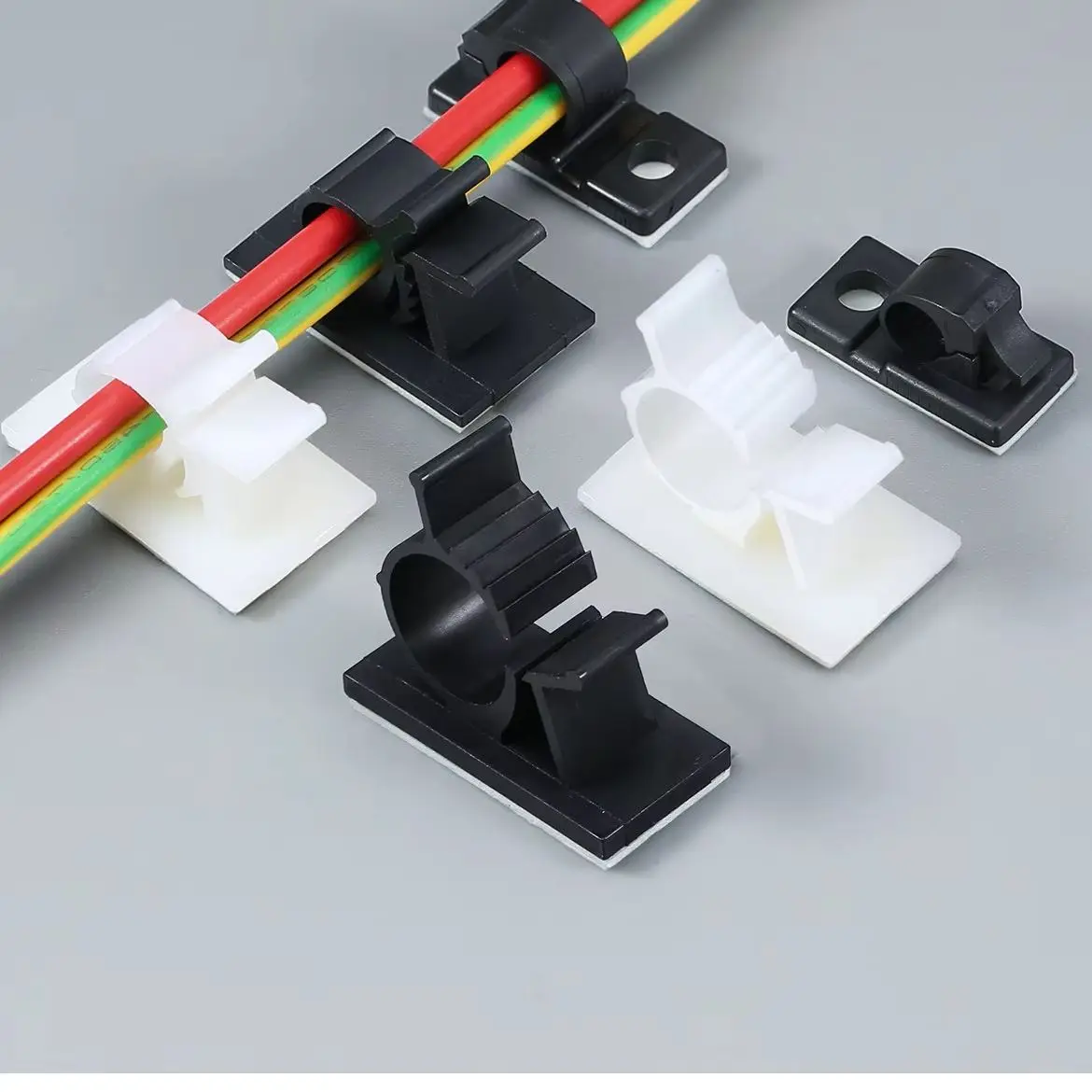 Adhesive Mounting Base Ap Series Self-Adhesive Cable Organizer, No-Drill Cable Clip, Multi-Purpose Cable Organizer with Double-Sided 3m Adhesive, Fire-Resistant Grade | 94V-2 Flame-Retardant Nylon Material [20 Pieces]