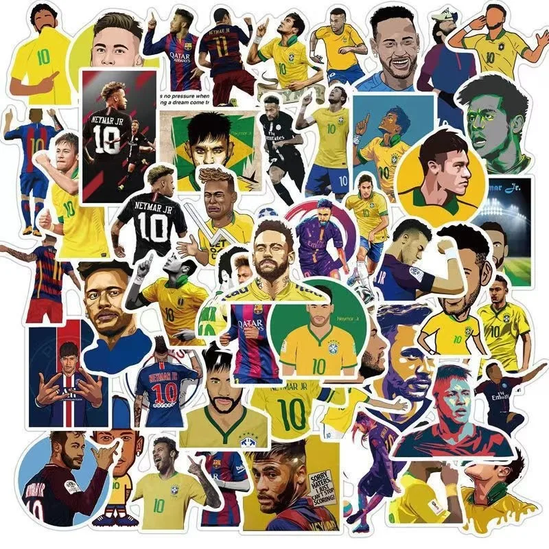 50 buah stiker periferal Neymar stiker dekorasi kulkas Laptop skuter mobil alat tulis cangkir air koper