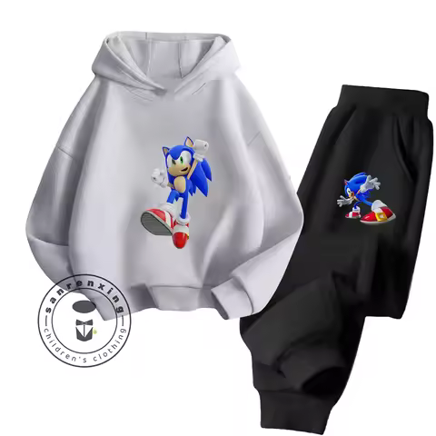 2D Sonic 2025 Cartoon Printed Hoodie Set Fashion For Kids Teens Boys Girls Casual Hot Sale Autumn Winter