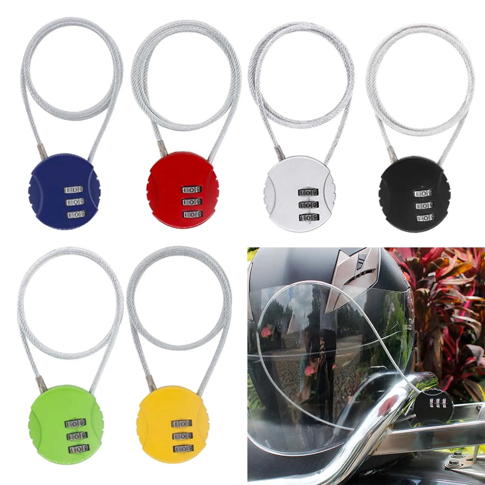 Helmet Lock Cycling lock Universal 3 Digit Resettable Mini Bicycle Locks for Bicycle Suitcase Travel Luggage Locker