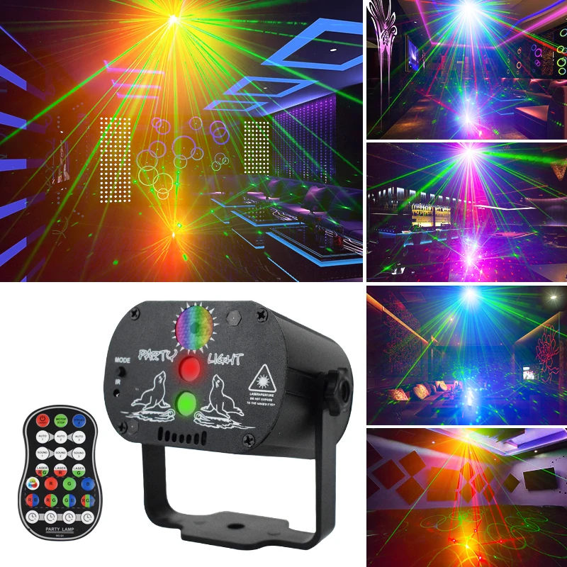 Wuzstar Mini RG Laser Projector Remote Control Plug In Powered Pattern Light For Live Wedding Banquet Club Party