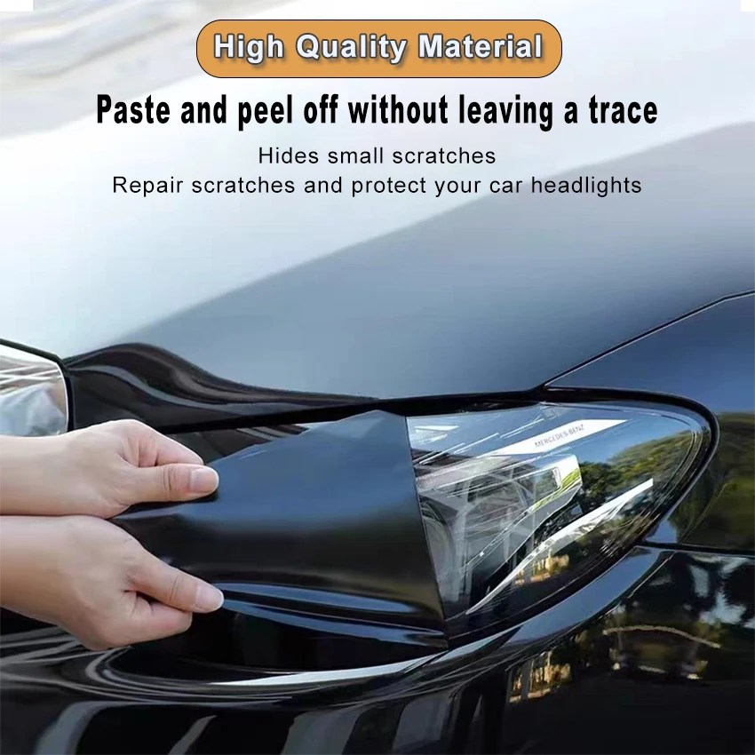 

Car headlight blackout film glossy transparent light black smoke vinyl film fog light tail light waterproof auto accessories