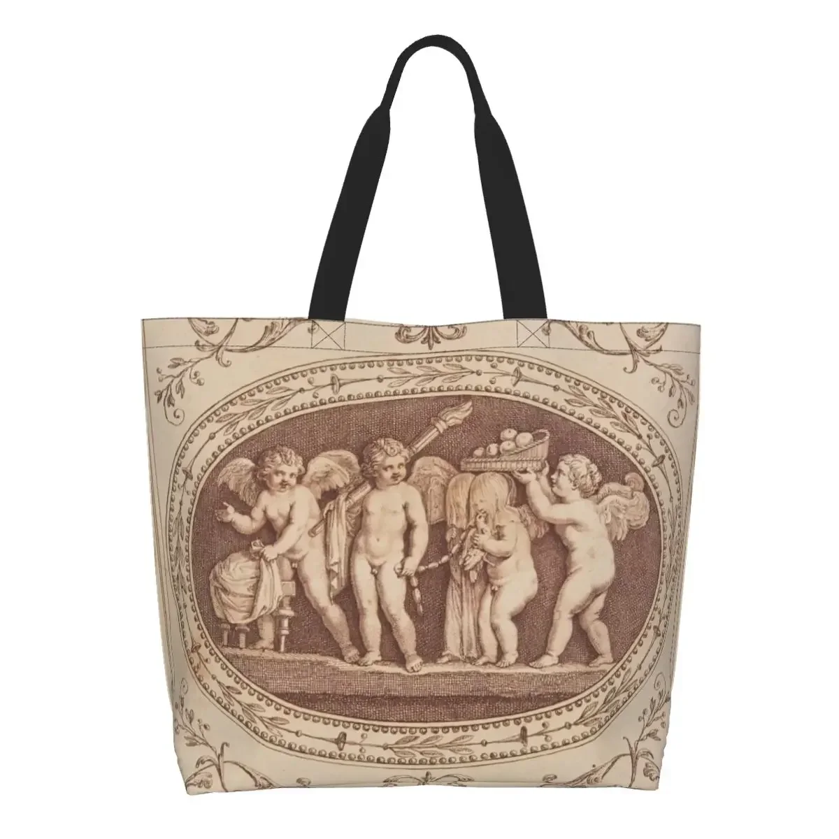 

The Marriage Of Psyche And Cupid Grocery Shopping Bag Printed Canvas Shopper Tote Shoulder Bags Large Capacity Angels Handbag