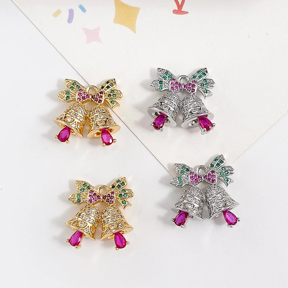 

Сердечный дизайн 10 шт. 19*20 мм медный кулон/покрытие из настоящего золота/рождественский колокольчик/подвески с цирконием/ювелирные аксессуары/ручная работа # 195820