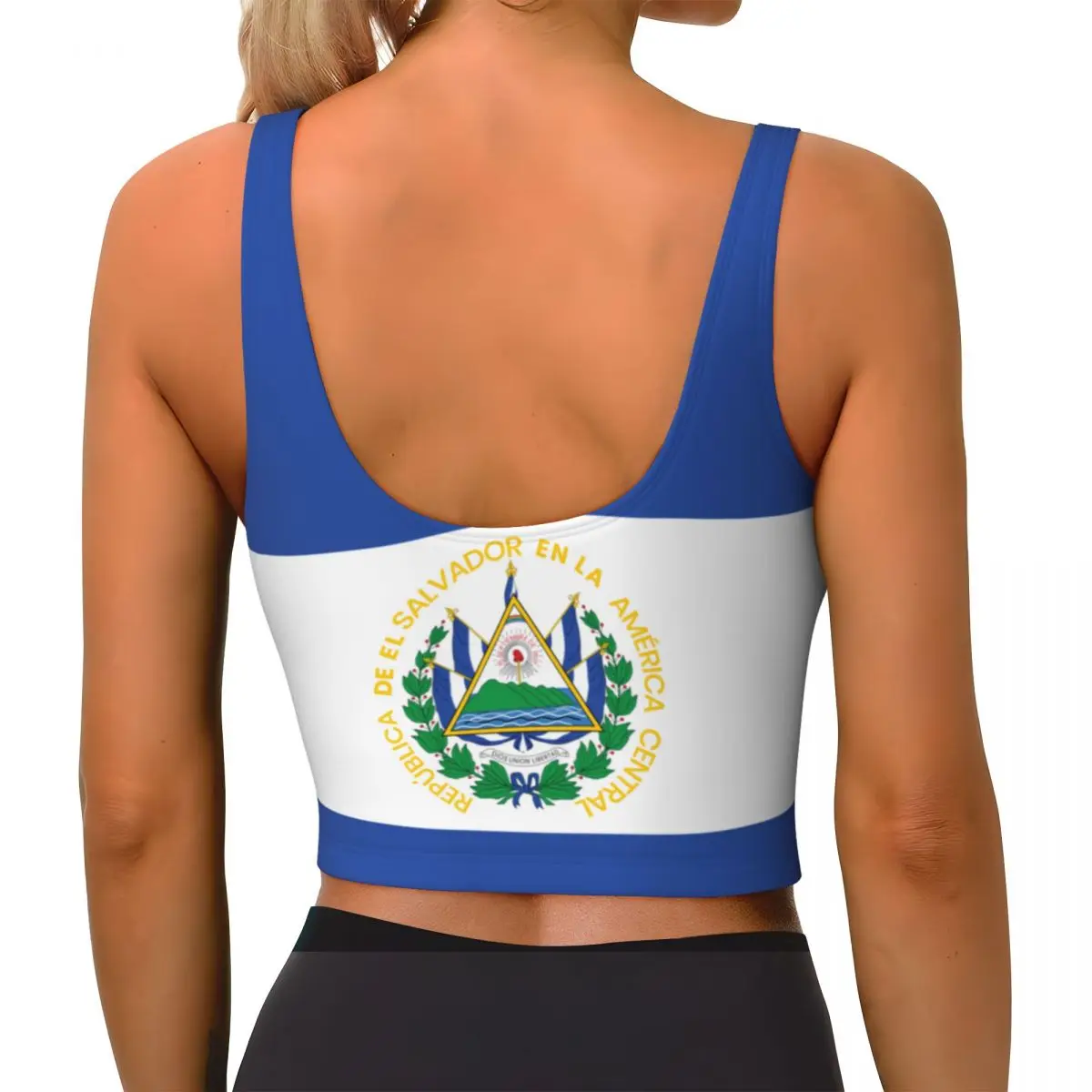 El Salvador Flag Basic Tops Women Samba Sexy V-Neck Yoga Fitness Sports Tops