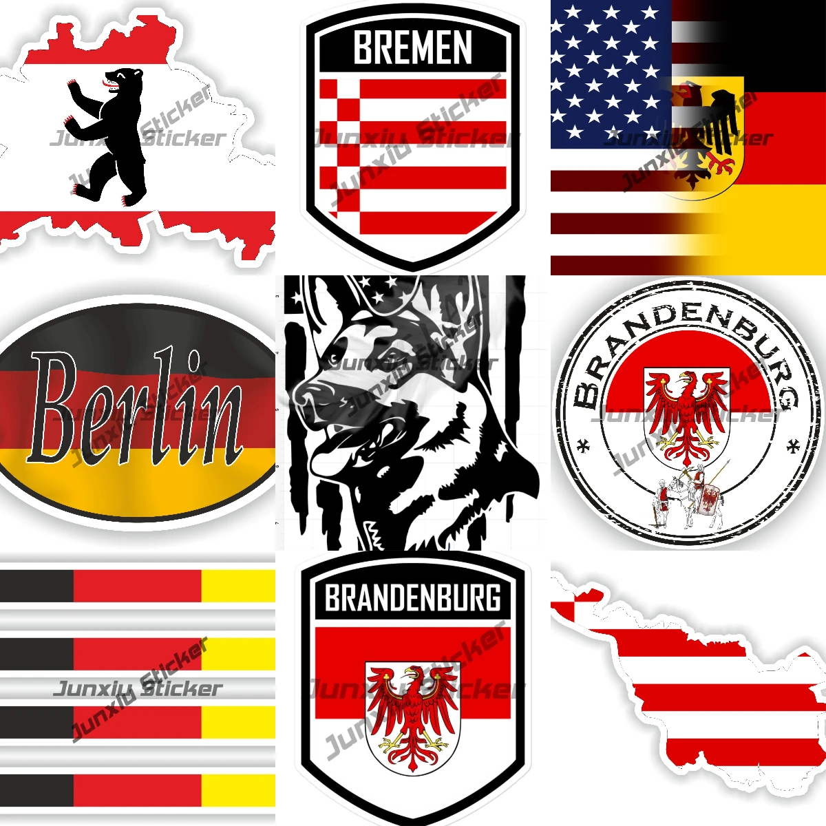 Флаг в полоску Германии, спортивная наклейка, Бреннденбург, Брэнгмен, Берлин, флаг Германии, эмблема, наклейки, карта Бавария Бавария Бавария, Бавантсберг