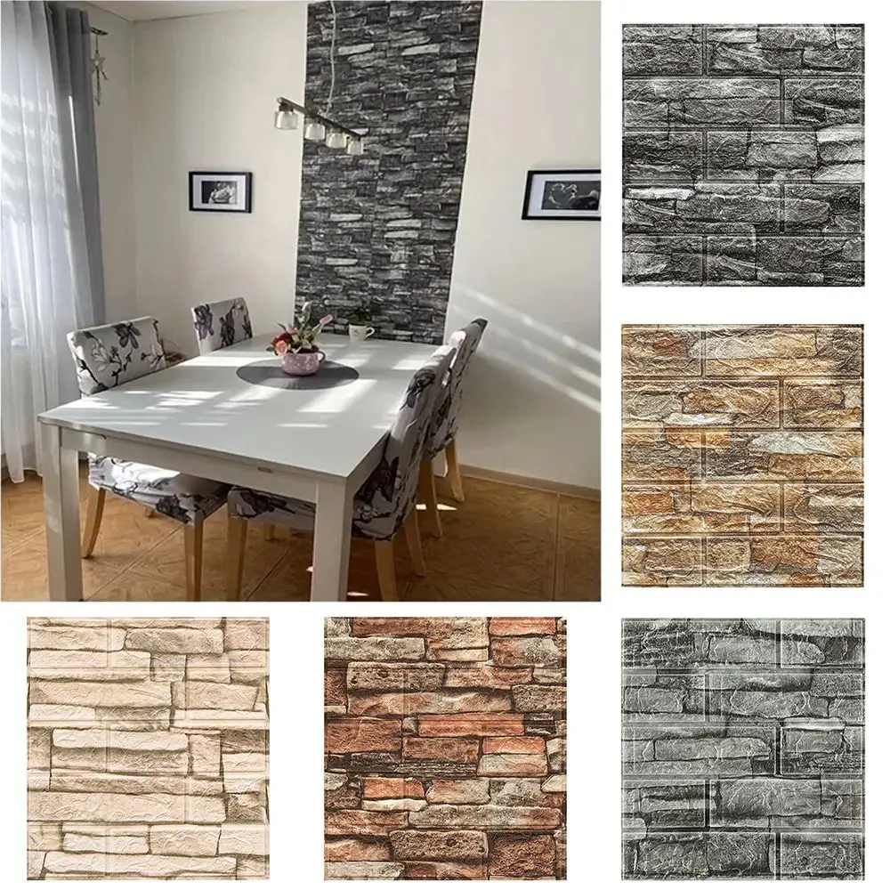 Waterproof Foam Brick Wallpaper Moisture-proof and Moldy Resistant Foam Soundproof Self-adhesive Wallpaper Anti-collision DIY