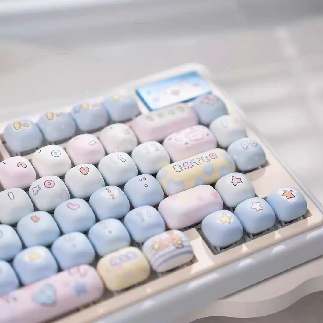 130+ Keys MOG Keycaps Toy House Theme Cute Keycaps Gift Cute DYE Sublimation Mechanical Keyboard for Made68 Mad68 Wooting 60