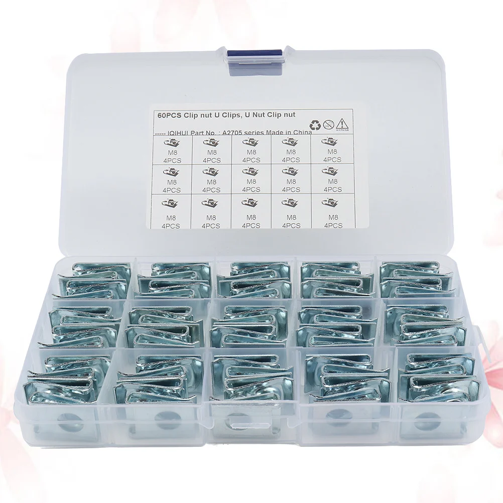 

60Pcs M8 U Nut Fasteners High Strength Spire U Clip for Panel Bumper Fixing Motorcycle Self Tapping Nut Manganese Steel