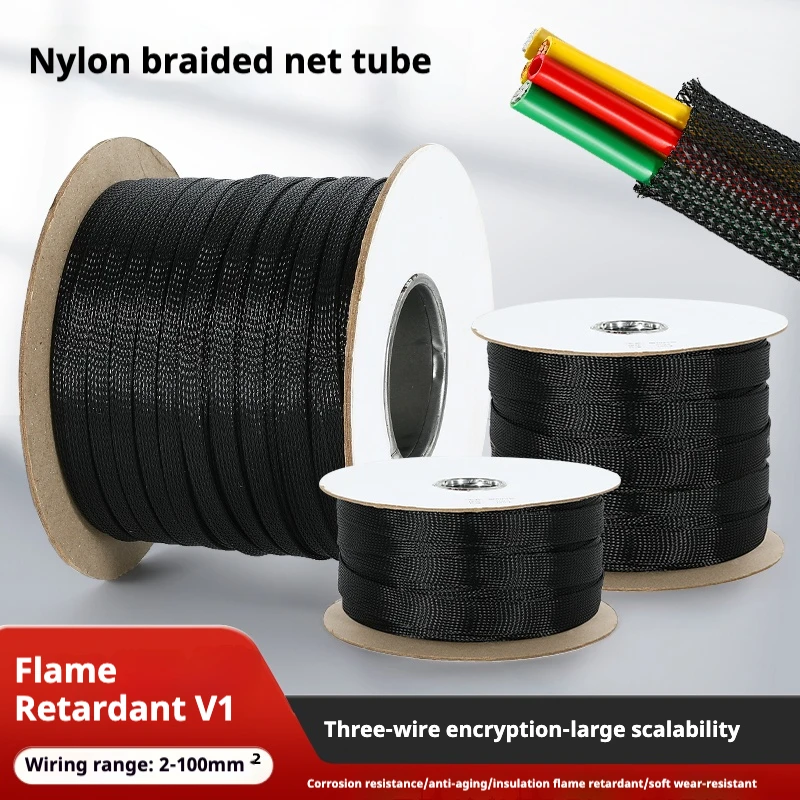 

Length 1/2/5/M Black Insulated Braid Sleeving 4/6/8/10/12/14/20/25mm Tight PET Wire Cable Gland Protection Cable Sleeve