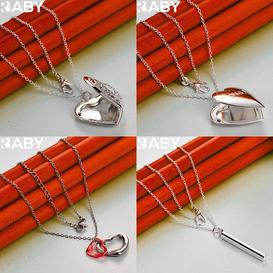 

URBABY 40-75cm 925 Sterling Silver Design Pendant Necklace For Women Men Anniversary Gift Popular Wild Fashion Romantic Jewelry