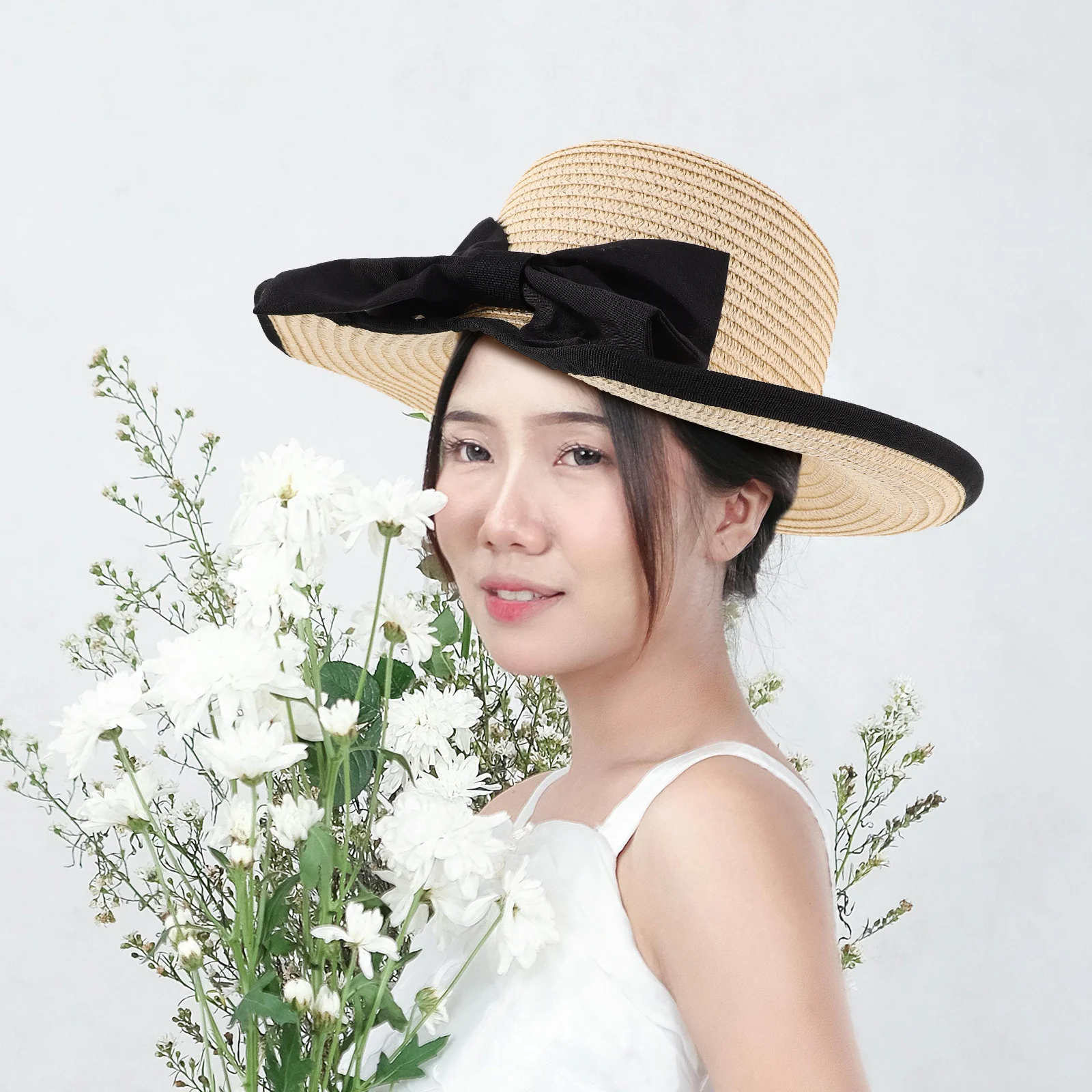 

Bow Open Hat Outdoor Bucket for Women Foldable Sun Hats Wide Brim Beach Big