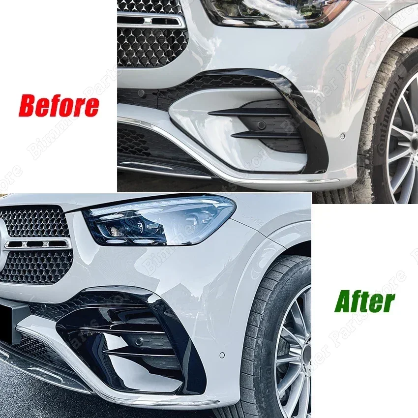 For Mercedes Benz GLE Class W167 C167 GLE450 GLE53 AMG 2023+ Front Bumper Lip Front Shovel Exterior Canard Splitter ABS Tuning