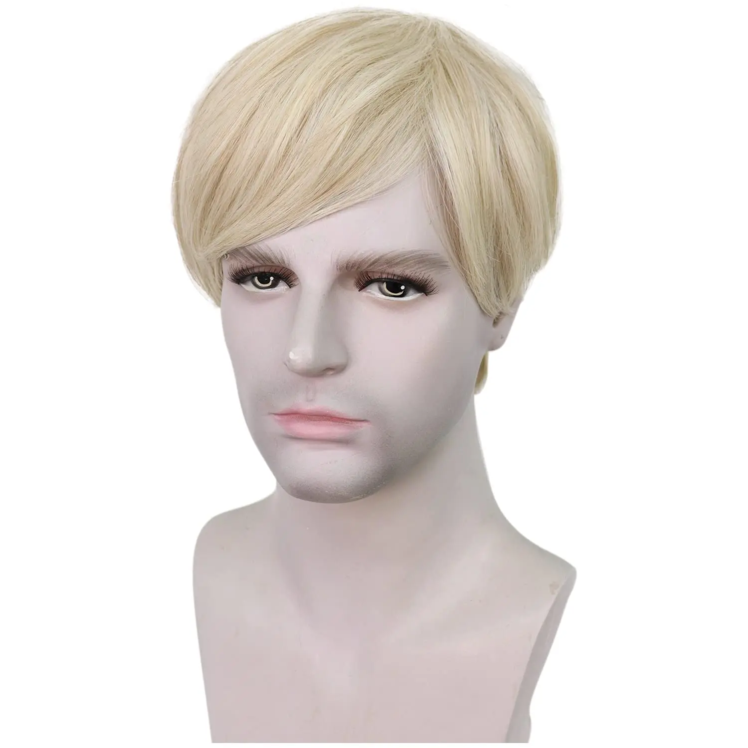 شعر مستعار أشقر للرجال ، شعر مستعار قصير مستقيم ، شعر مستعار ذكور متعدد الطبقات ، مقاوم للحرارة ، استبدال الشعر الاصطناعي