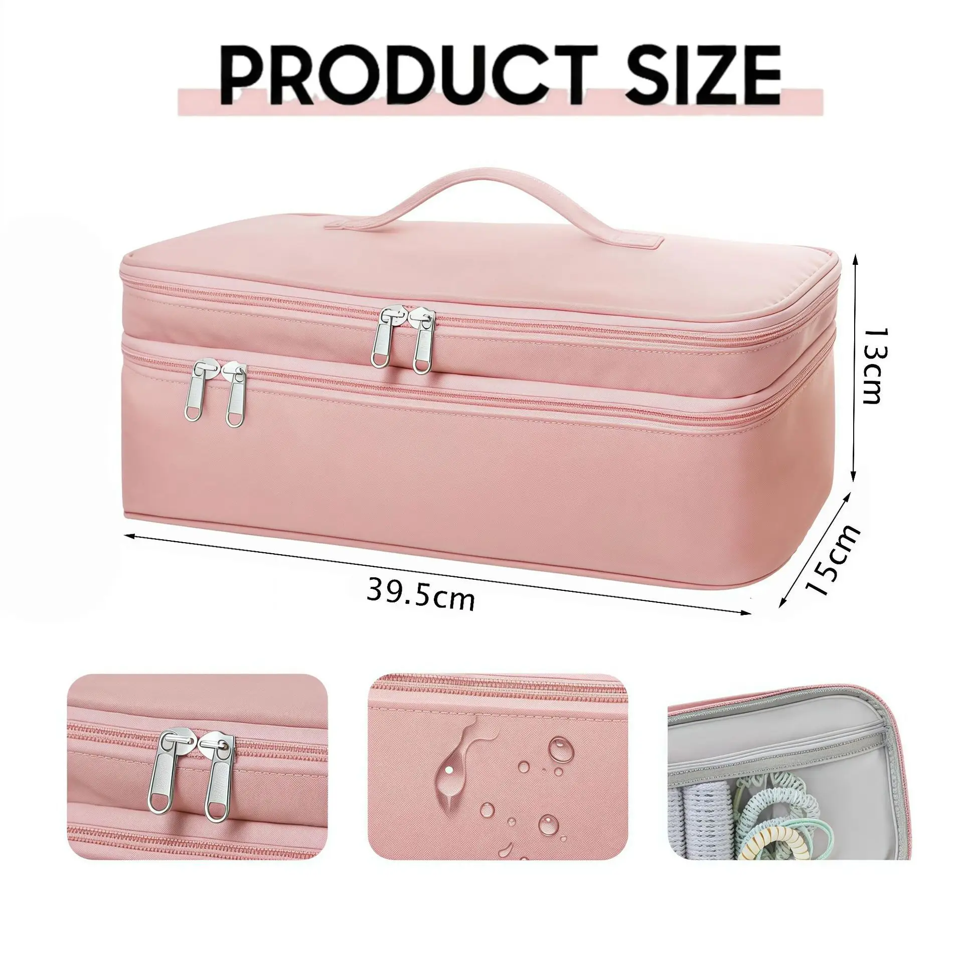Portable Hair Dryer Storage Container Travel Organizer Double Layer Case For Hair Styling Accessories Durable Black Pouch