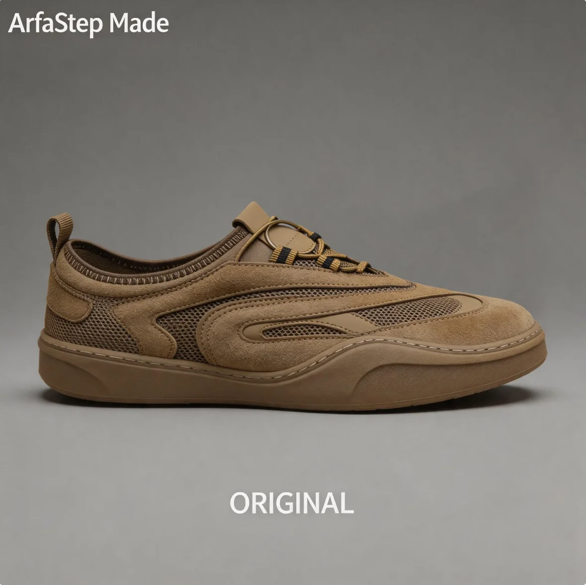 

ArfaStep Men's Brown Breathable Mesh Casual Sneakers Comfortable Flat Slip-On Walking Shoes Retro Trainers