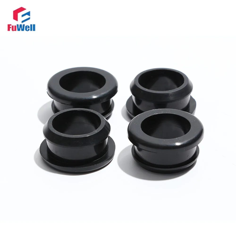 Fuwell Black Silicone Rubber Snap-on Grommet Hole Plugs End Caps Bung Wire Cable Protect Bush 15mm-38.6mm Proof High Temperature