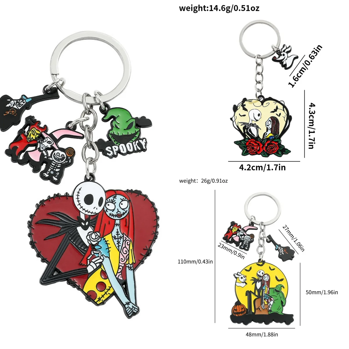 

The Nightmare Before Christmas Keychain Sally Jack Skellington Halloween Keyrings Car Key Holder for Couple Jewelry Love Gifts