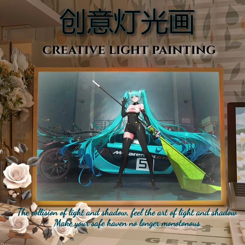 クリエイティブなランプ絵画アクリル初音ミクトレンドファッションイルミネーションダークアートデコレーションナイトライトフォトフレームテーブルセッティング