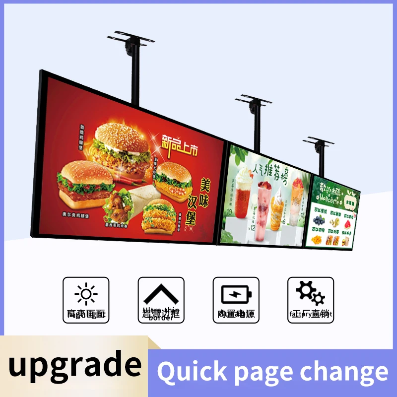 Slim Snap Frame LED Light Box Illuminated Poster Display LED Backlit Menu Board Screen For Restaurant Cafe Shops Wall Billboard