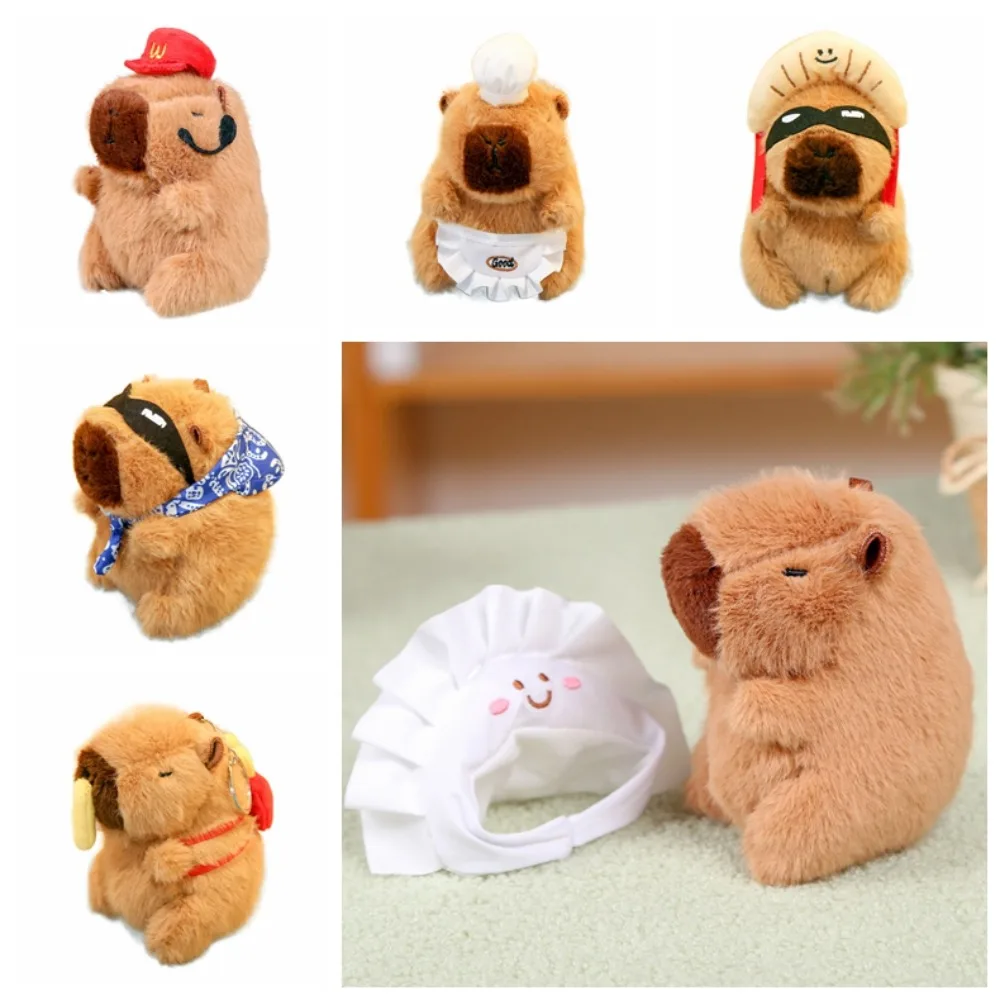 

Funny Doll Plush Capybara Key Ring Food Cross Dressing Plush Capybara Pendant Funny Fur Cartoon Animal Keychain Daily