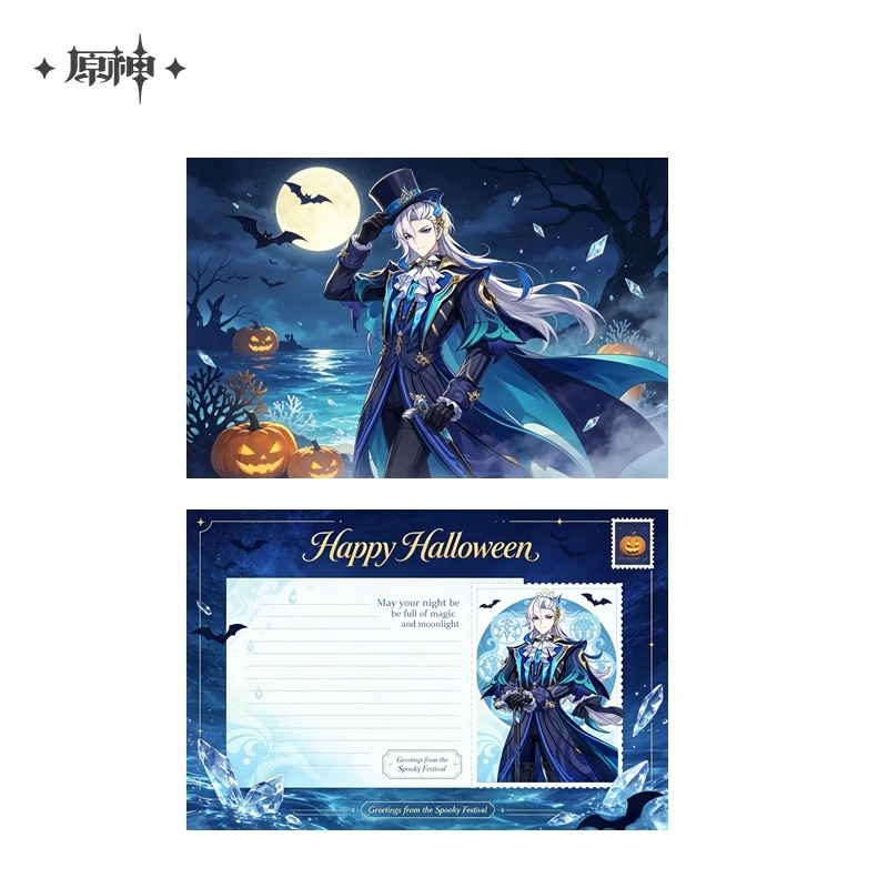 Spiel Genshin Impact Wanderer Xiao ZhongLi Furina Tartaglia Cosplay Halloween-Postkarten und Grußkarten Halloween-Geschenke – Detail 8